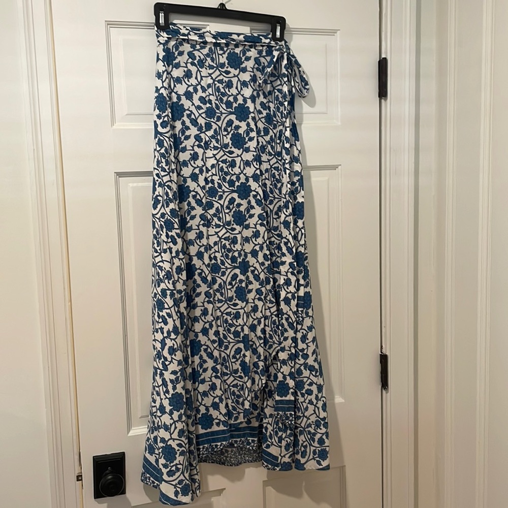 Blue and white wrap skirt, size Small